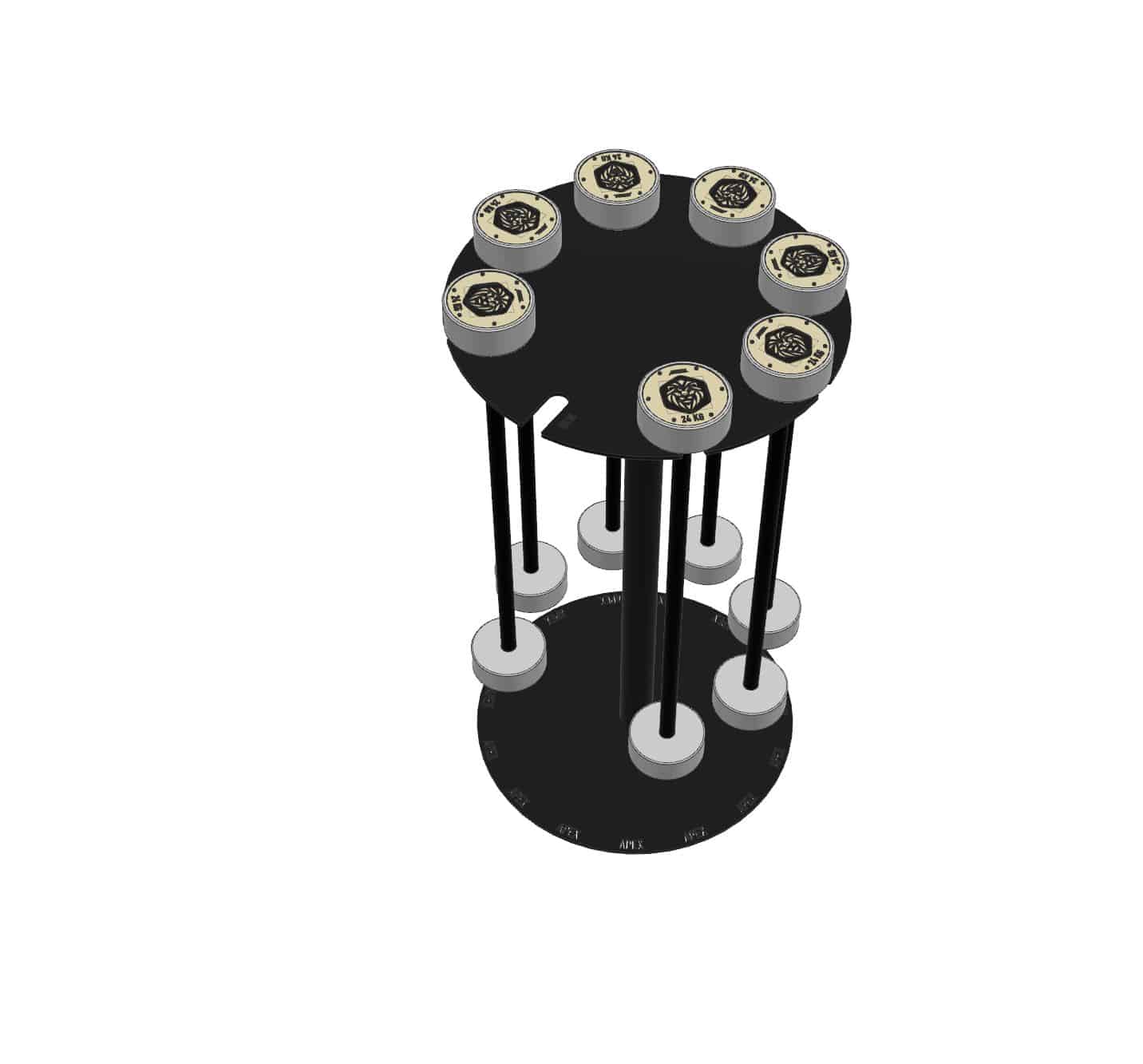 Fixed barbell rack 8piece rotating gedraaid